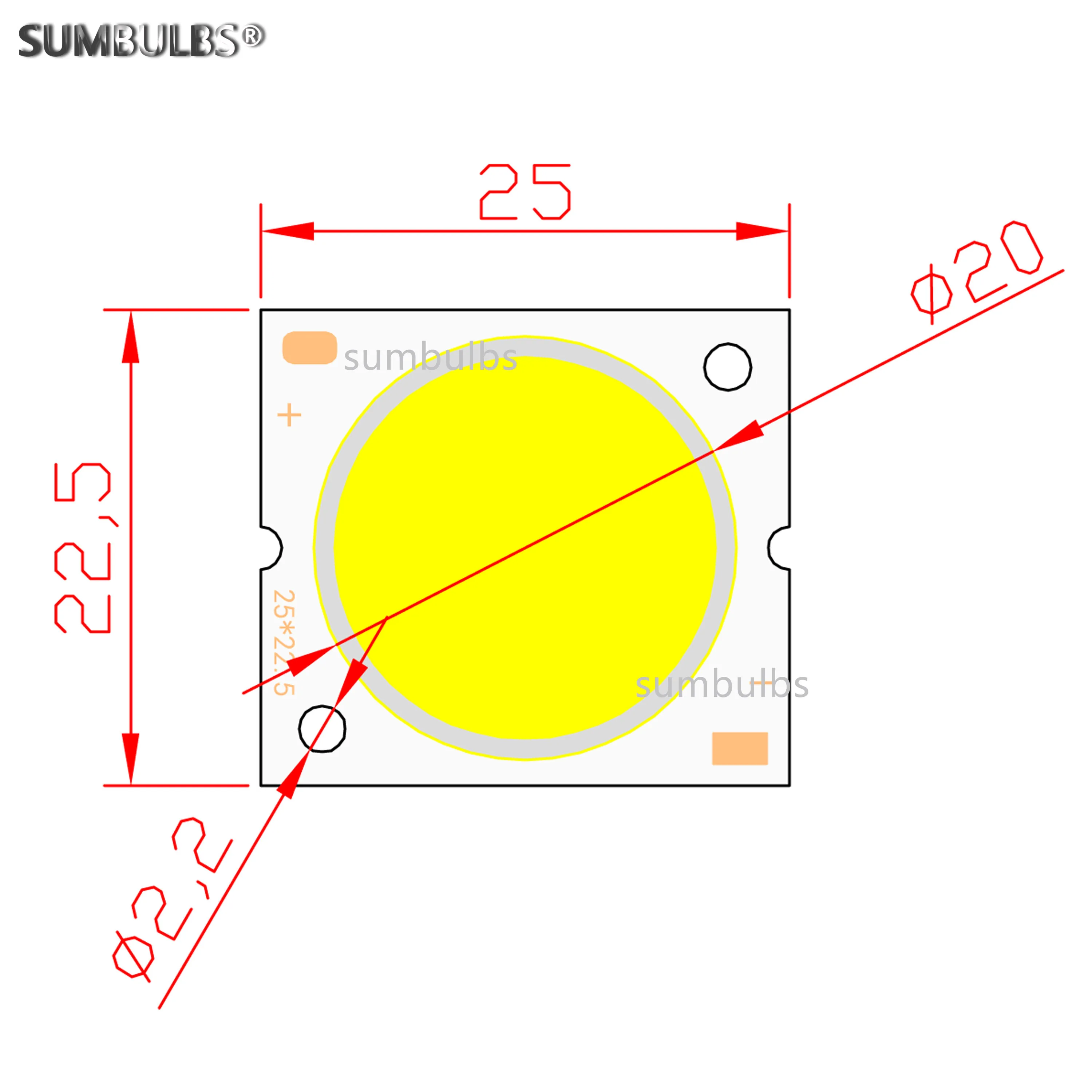 Imagem -05 - Led Cob Spotlight Light Source Frio Quente Branco de Natureza para Lâmpada de Trilha Led de Diodo 25x23 mm 20w 10w 20w 30w