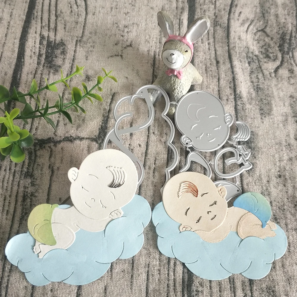 

New Cute boy on white cloud cutting dies DIY scrapbook, embossed card making, photo album decoration, handmade craft