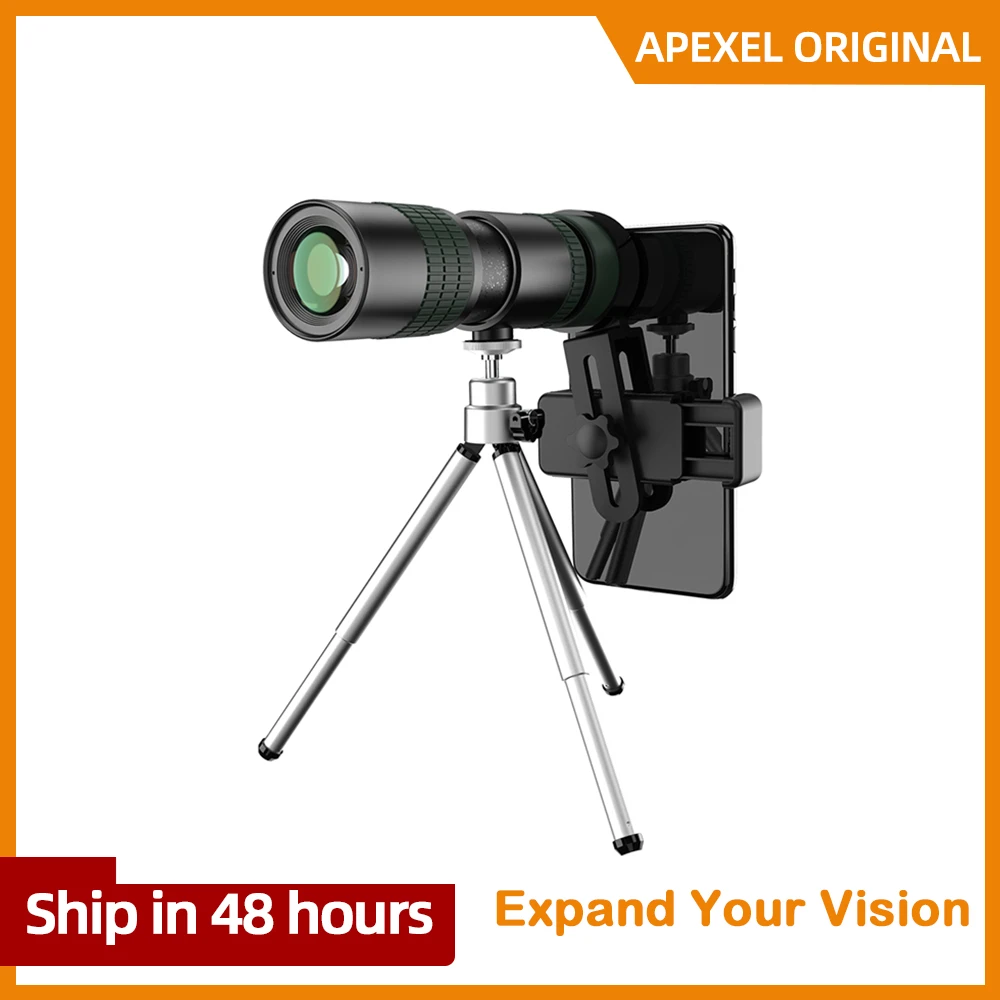 APEXEL 8-24X30 Telephoto Zoom Monocular Phone Optical Telescope Lens With Phone Holder Portable For Hiking Camping Tourism