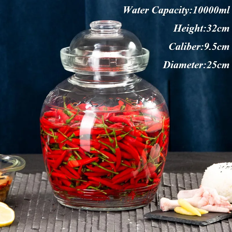 1500-10000 ml Thicken Transparent Glass Pickle Jar Large Household Capacity Kimchi  Jars Pickling Pickles Container Storage Tank