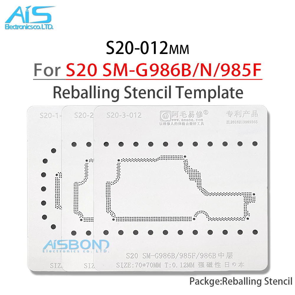 Amaoe camada intermediária bga estêncil reballing para samsung s20 SM-G980F g981b g981n SM-G986B g985f g986n bola de solda estanho planta net