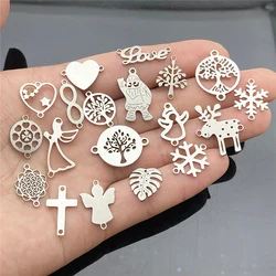 Mixed Christmas Charms Stainless Stell diy Findings love Gift Bracelet Connector Snowflake Cross Angel Handmade Diy Jewelry Make