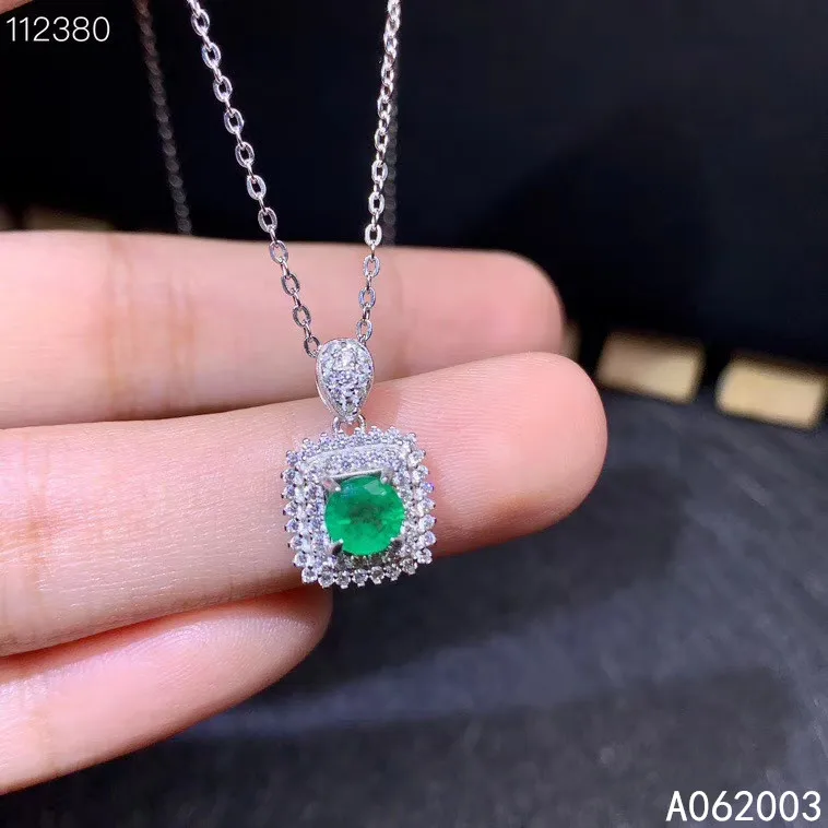 

KJJEAXCMY Fine Jewelry 925 Sterling Silver Inlaid Natural Gemstone Emerald Female Pendant Necklace Exquisite Support Test