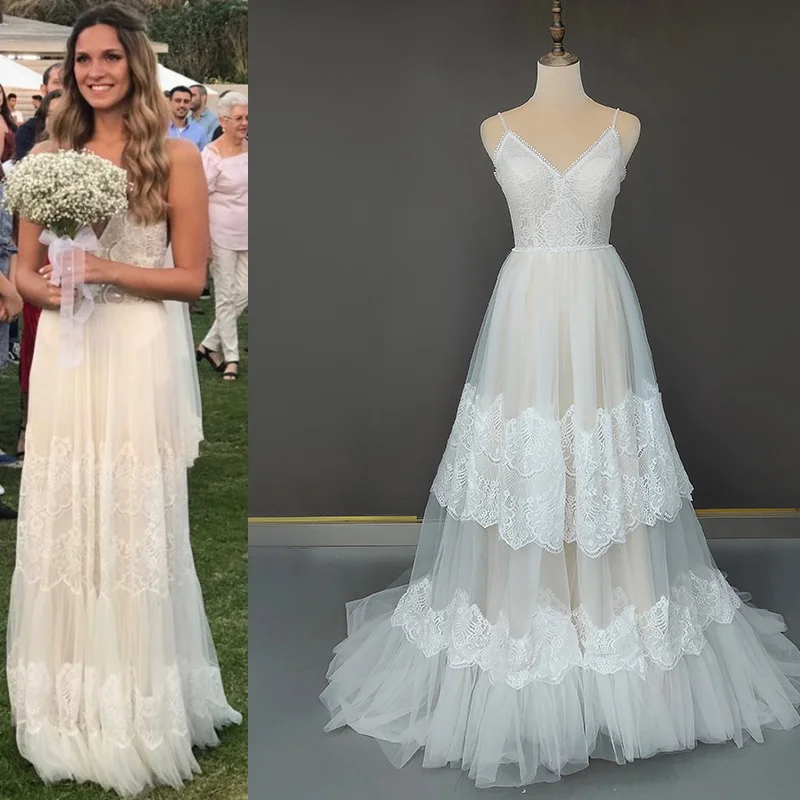 Vestido de noiva com decote em v, sem mangas, frente única, com renda, estilo arábia, para noivas ou casamento, 10148