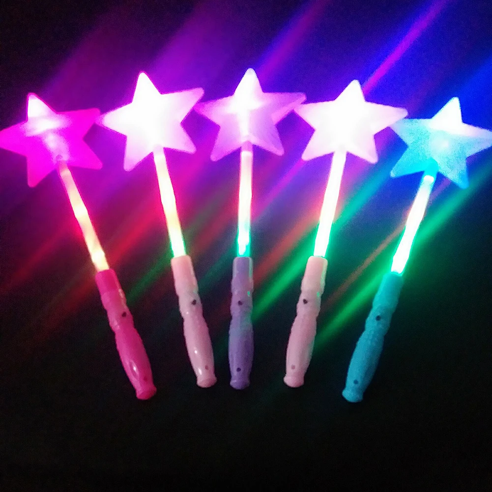 Christmas gifts Fashion LED Flashing Glow Stick Wand Five-pointed Star Fairy Wand Kids Toy Star Shape, Luminous, Kids Toy hot