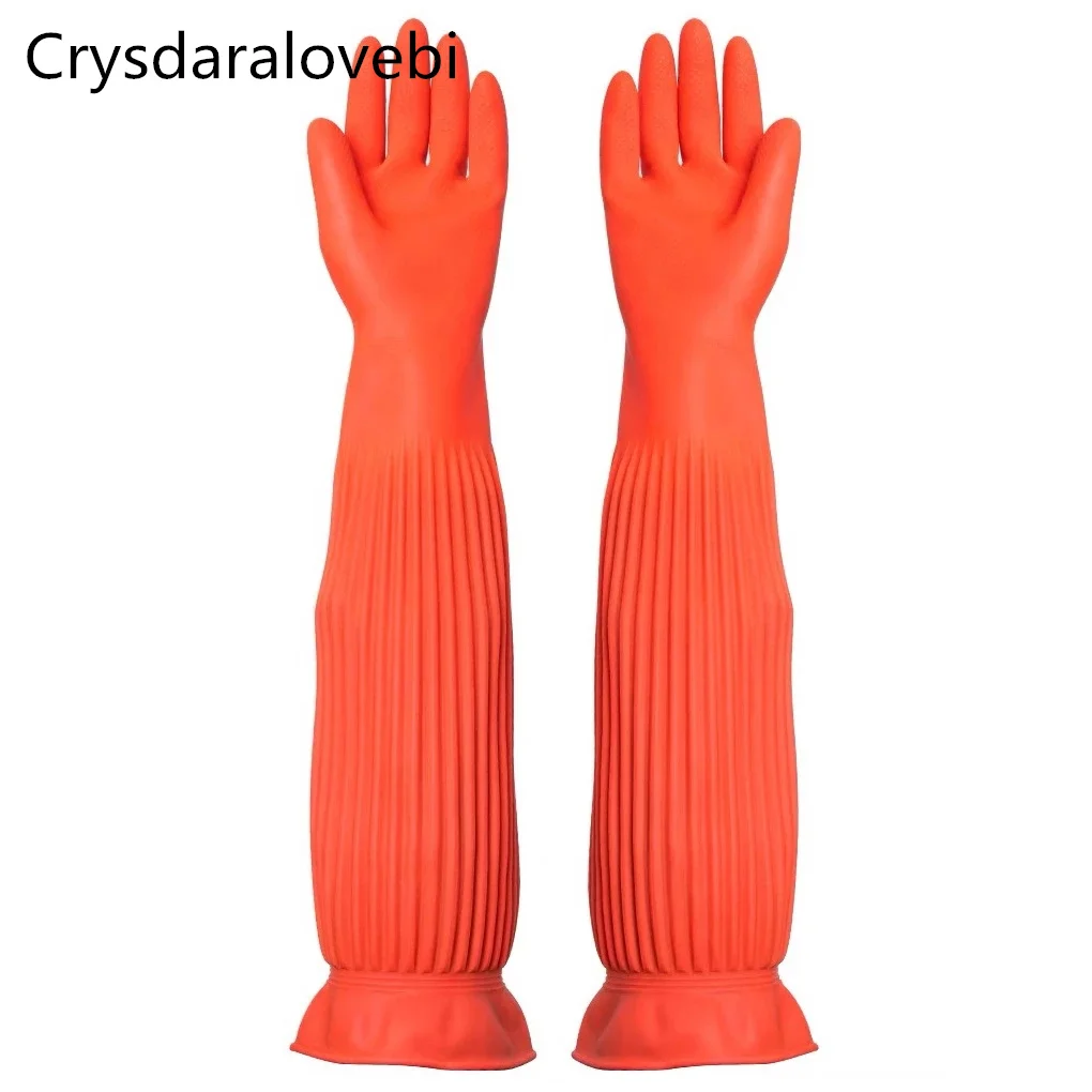 1pc Lengthen Ultra Long 45/55cm Waterproof Rubber Gloves Bowl Dish Latex Gloves Rubber Gloves Wash Car and Do Housework