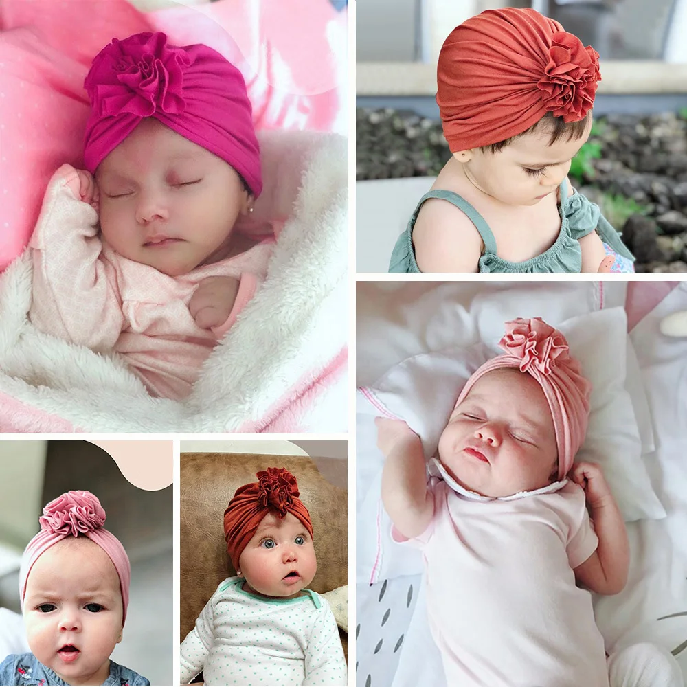 18 Colors Baby Hat for Girls Bows Turban Hats Infant Photography Props Cotton Kids Beanie Baby Cap Accessories Children Hats