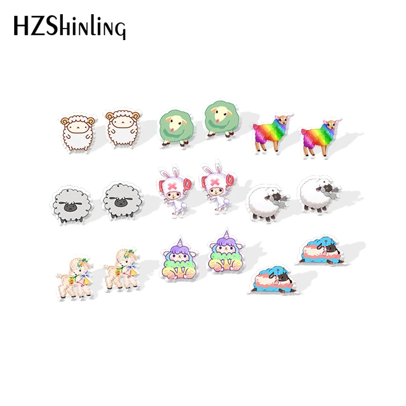 2021 New Cute Sheep Stud Earring Animal Acrylic Earrings Epoxy Resin Handmade Jewelry Fashion Gift