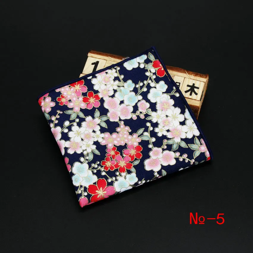 2020 New Style Cotton Retra Fashion Pocket Square Vintage Handkerchief Birds Flower Stars Leaves 24*24cm Hankies Towel Casual