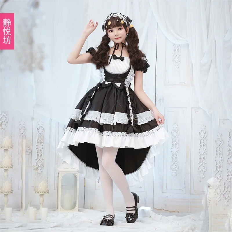 Original black and white maid costume cosplay dress lady lolita goth tuxedo maid outfit