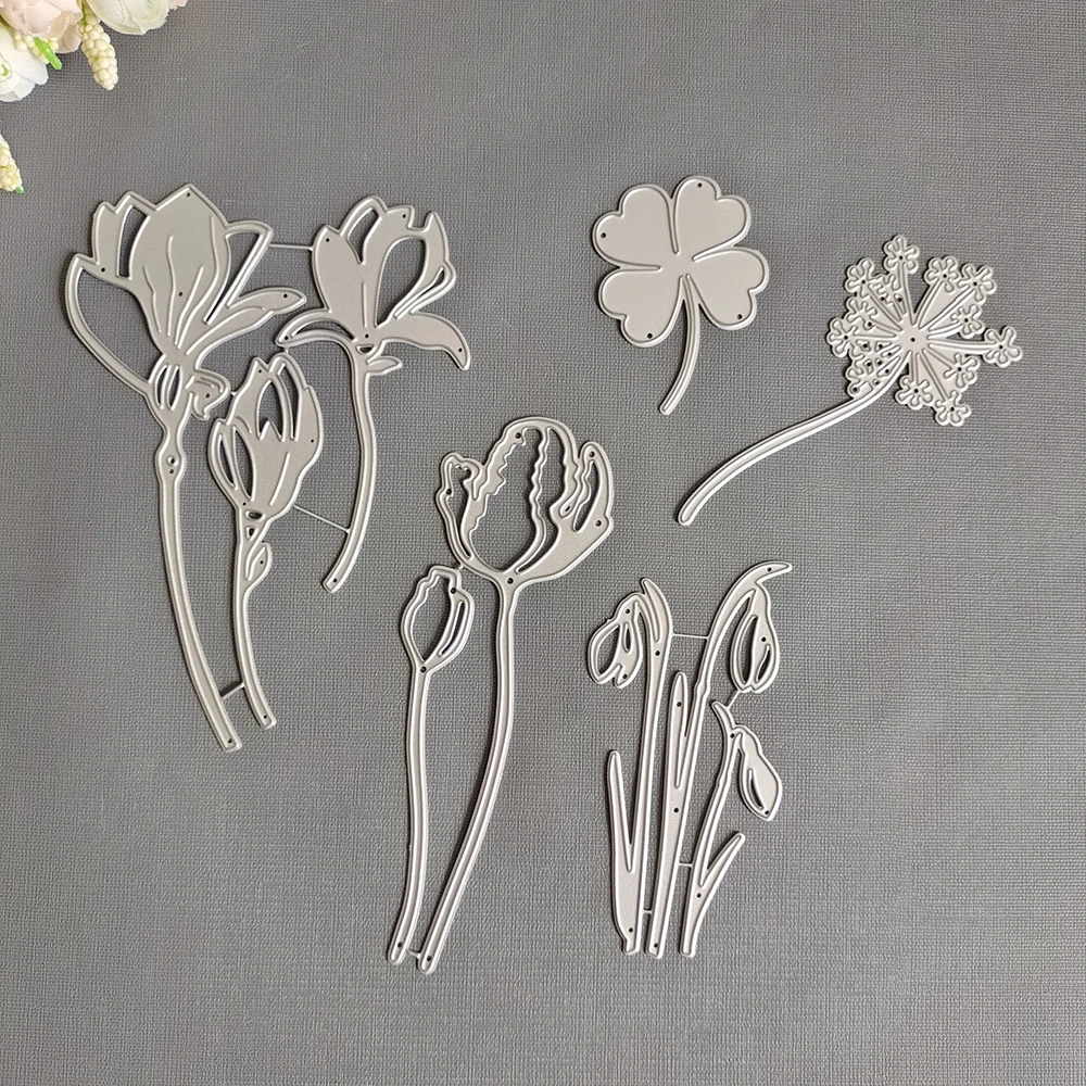 Flower Clover Dandelion 5PCS New Metal Steel Cutting Dies Stencils for Making Scrapbooking DIY Album Paper Cards Embossing Die