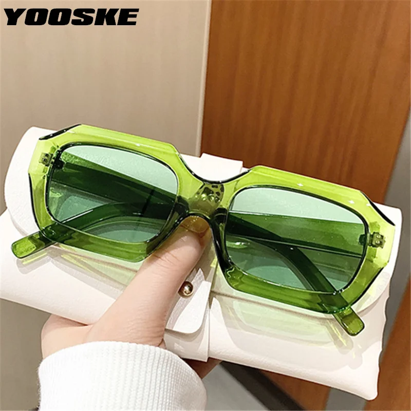 YOOSKE Retro Irregular Sungalsses Men Fashion Brand Designer Green Sun Glasses Women Trendy Traveling Style UV400 Goggles