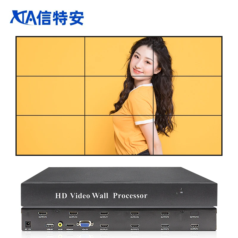 

3×3 1920*1080P@60Hz video wall processor HD 3×2 2×2 4×2 2×4 LCD tv wall controller 1 input 9 HD output