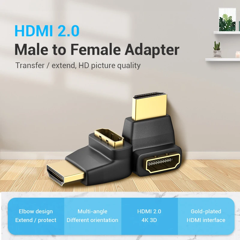 Vention HDMI Adapter 270 90 Degree Right Angle HDMI Male to HDMI Female Converter for PS4 HDTV HDMI Cable 4K HDMI 2.0 Extender