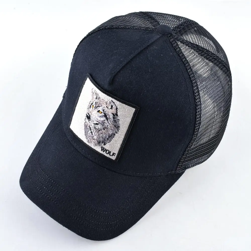 Unisex Cotton Snapback caps for men Embroidery wolf Baseball Cap Women\'s Breathable Mesh Trucker Bone rooster Hip Hop hats