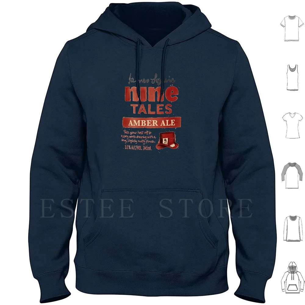 Retro Nine-Tails Amber Pale Ale Hoodies Long Sleeve Logo Drink Food Beverages Flavour Vintage Rare Classic Retro