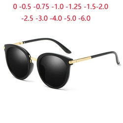 Vintage Minus Lens Polarized Sunglasses Prescription Women Anti-glare Gray Lenses Oval Short-sight Goggle 0 -0.5 -0.75 To -6.0