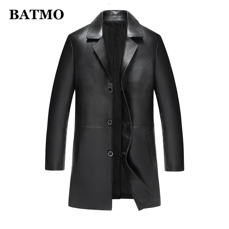 BATMO 2023 new arrival spring high quality natural Genuine Leather trench coat men,male sheepskin jackets XZ1880