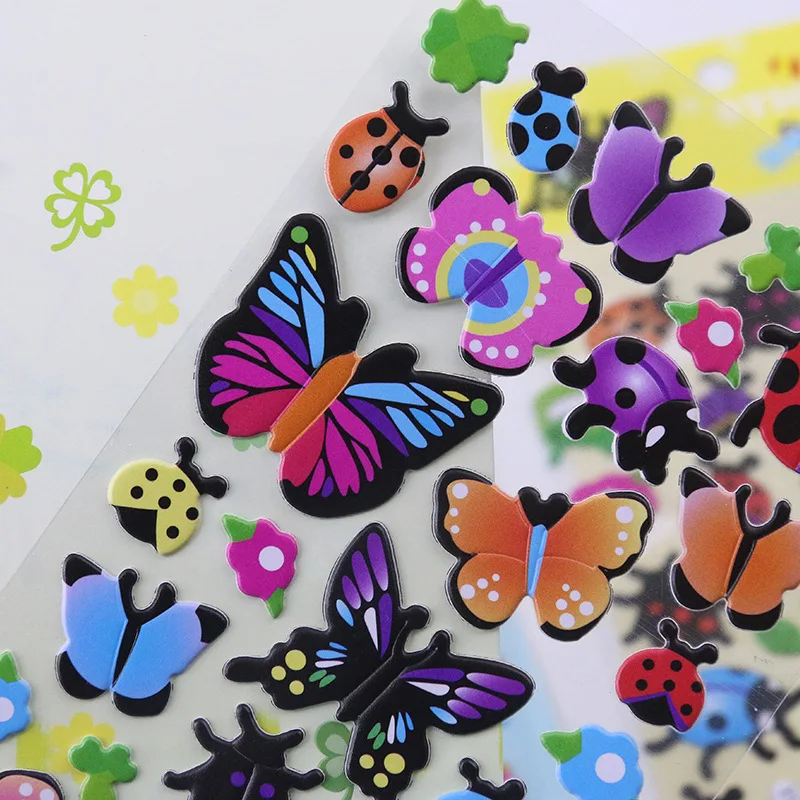 4 Sheets/Set Insect Dragonfly Butterfly Cute 3D Stickers Cartoon Kids DIY Sticker Toys Scrapbook Decoration for Boy Girl Gift