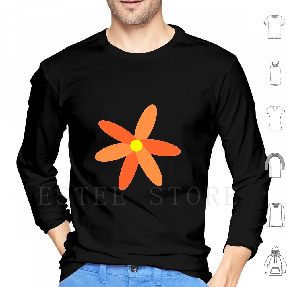 Orange Different Toned Flower Power Hoodie Long Sleeve Flower Orange