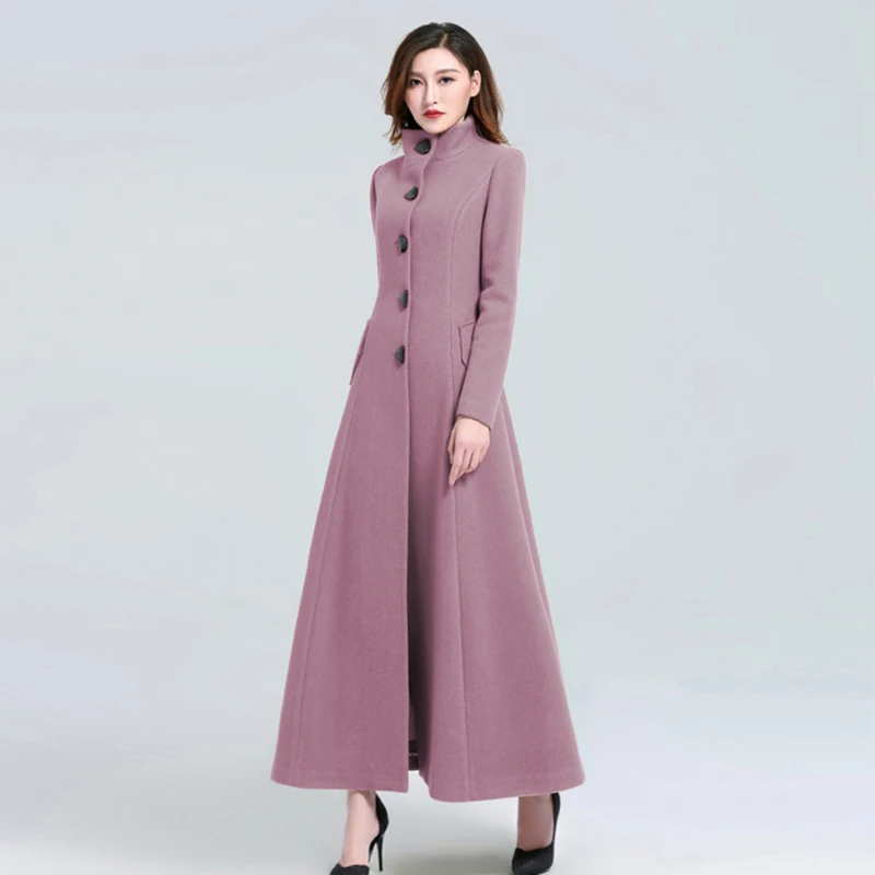 Women Woolen Coat 2023 Winter New Elegant Wool Jacket Slim Long Woolen Trench Coat Thick Warm Tops Lady Vintage Dress Overcoat