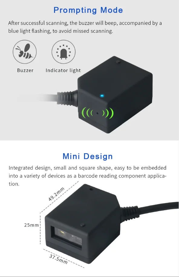 MINI Factory direct sales nowy moduł skanowania przewodowego głowica QR stały silnik USB/szeregowy ekran skanowania 1D 2D code