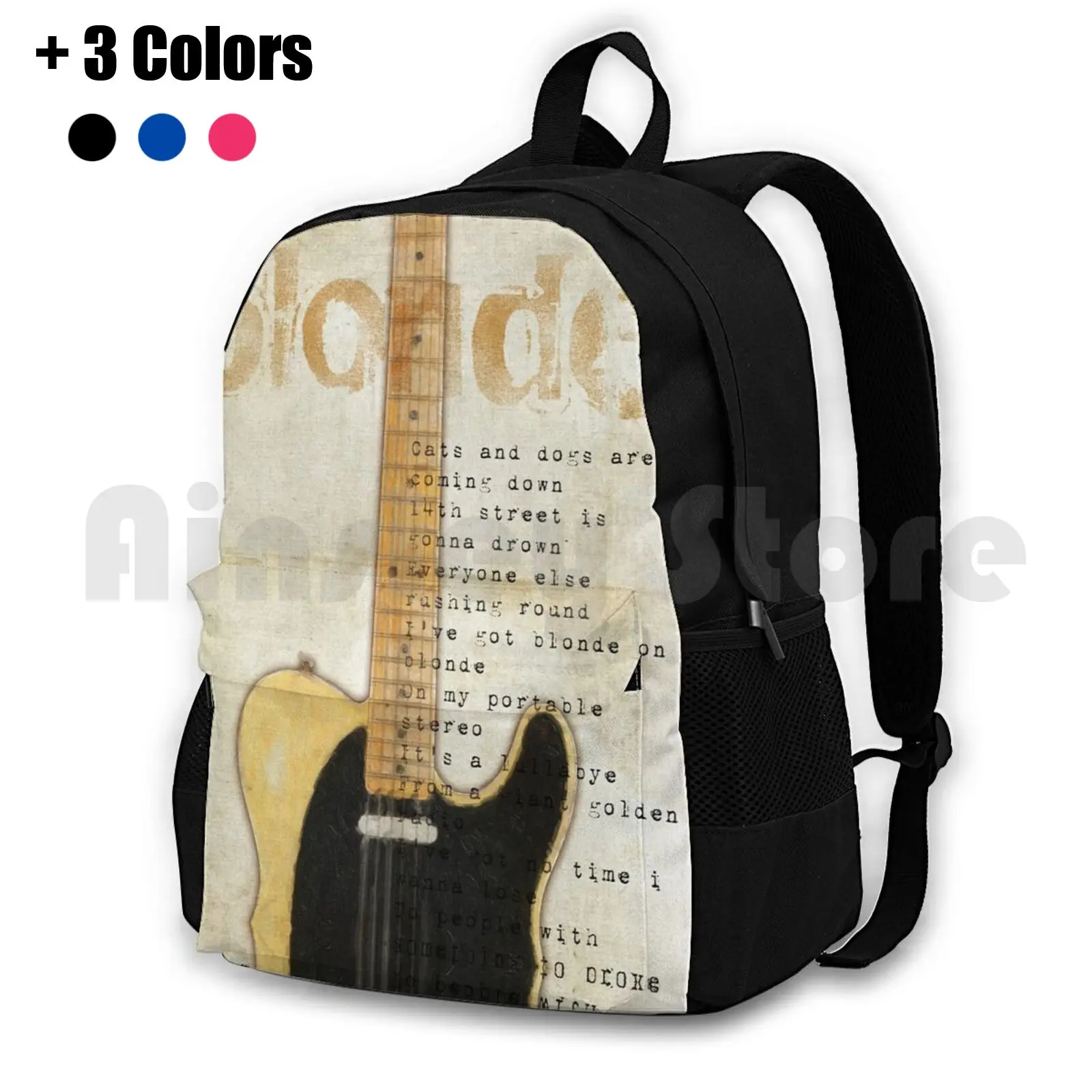 Blonde On Blonde Outdoor Hiking Backpack Riding Climbing Sports Bag Telecaster Guitar Music Blonde