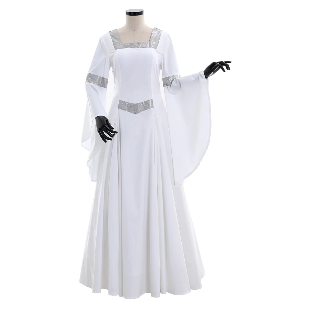 

white Medieval Dress Renaissance Medieval princess Costume Retro medieval white wedding dress Cosplay Costume