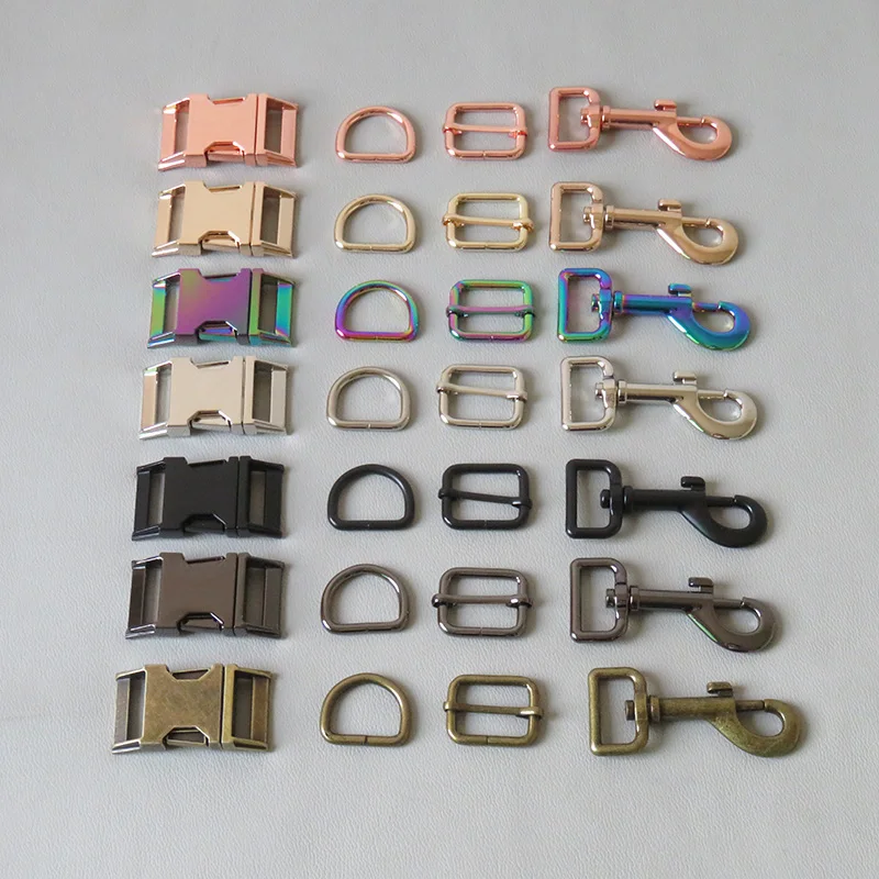 

50Sets 15mm 20mm 25mm Wholesale Metal Buckle Strap Adjuster D Ring Belt Loop For Pet Dog Collar Paracord Leads Clasp Accessories