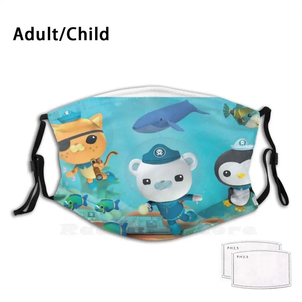 Octonauts Crew Funny Print Reusable Pm2.548 Filter Face Mask Kids Children Teen Adults Christmas Birthday Octonauts Cbbc