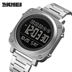 SKMEI 2021 orologio da uomo moda Led data cronometro orologi da polso elettronici cinturino in acciaio orologi digitali orologio maschile originale1726