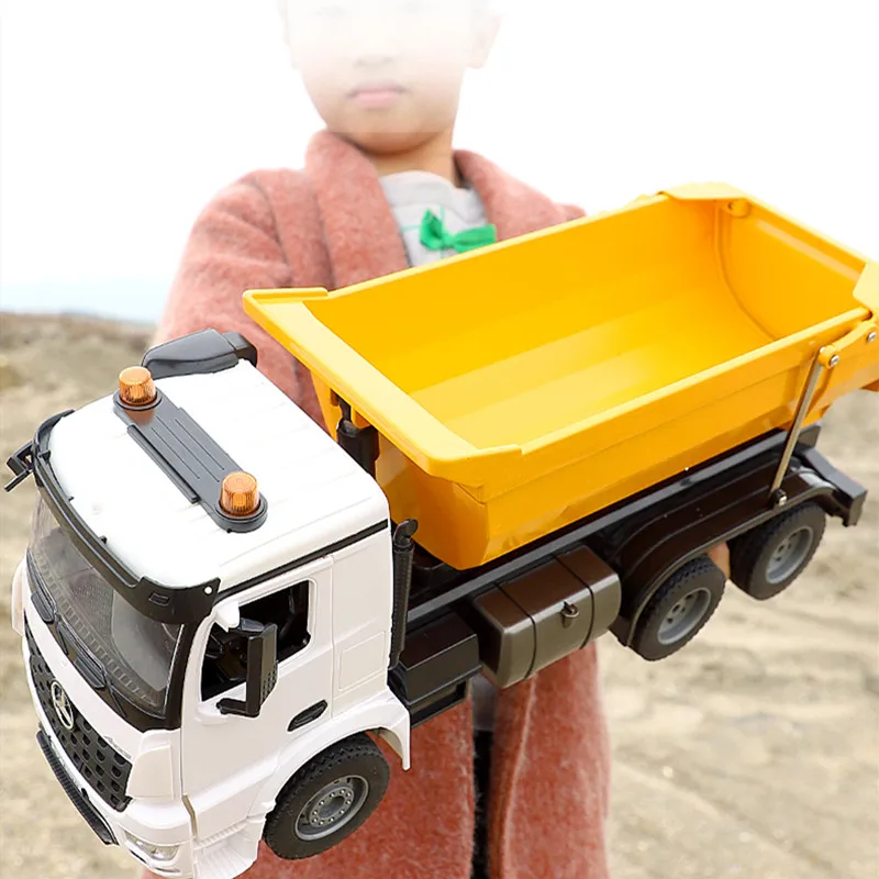 Large Heavy Wireless Remote Control Dump Truck Model 16CH Light Music Sound Demo Engineering Vehicle Alloy RC Car Truck Boy Gift