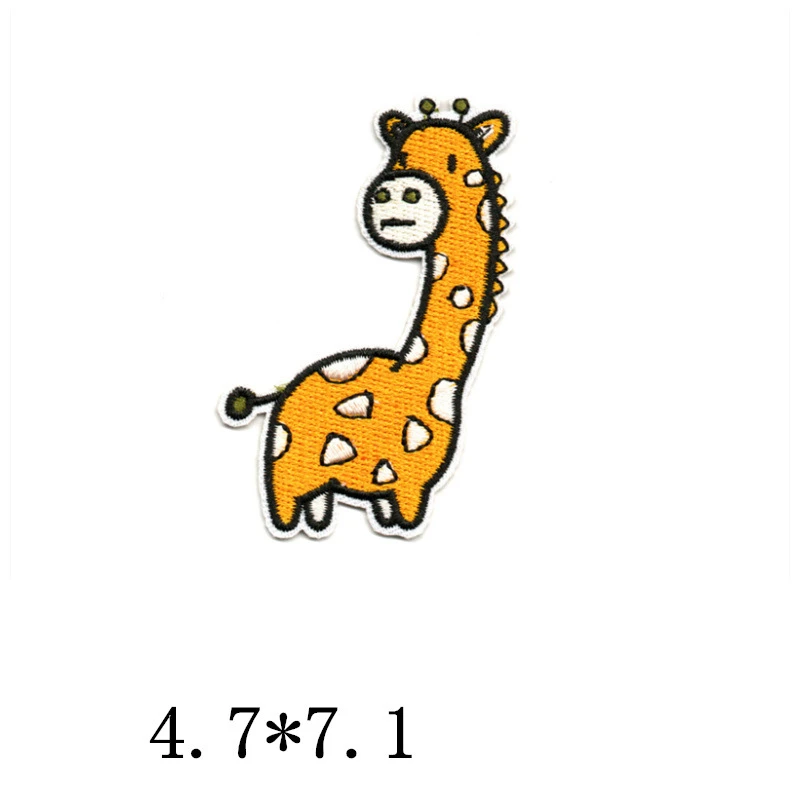 Cute Animals Patch Applique Crocodile Elephant Iron on Clothing Patches Embroidered Giraffe Dog Backpack Stickers Accessories
