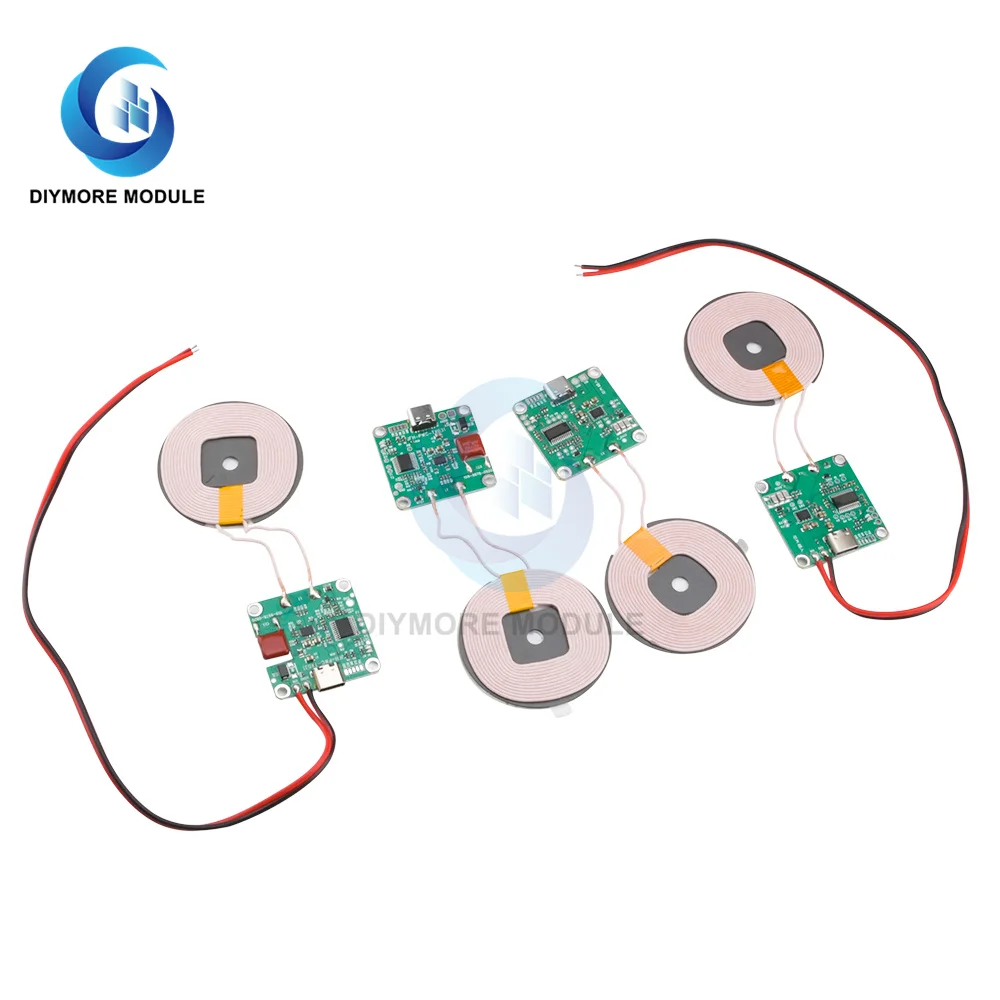 고속 충전 무선 충전기 송신기 모듈, C타입 USB + 코일 Qi 범용, 자동차 전화 배터리용, 20W 고출력, 5V, 12V