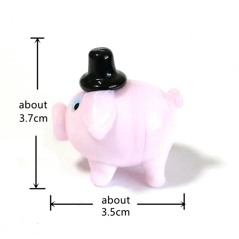 Creative Pink Glass Pig Mini Figurines Cute Cartoon Animal Craft Ornaments Wedding Decor Valentine's Day Party Gifts For Girls