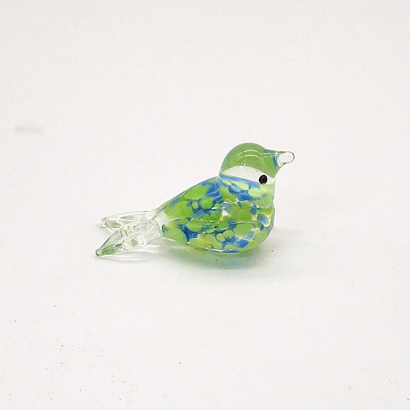 Custom Handmade Mini Thumb Size Design Glass Bird Figurine Easter Colorful Lovely Animal Ornaments Home Garden Decor Accessories