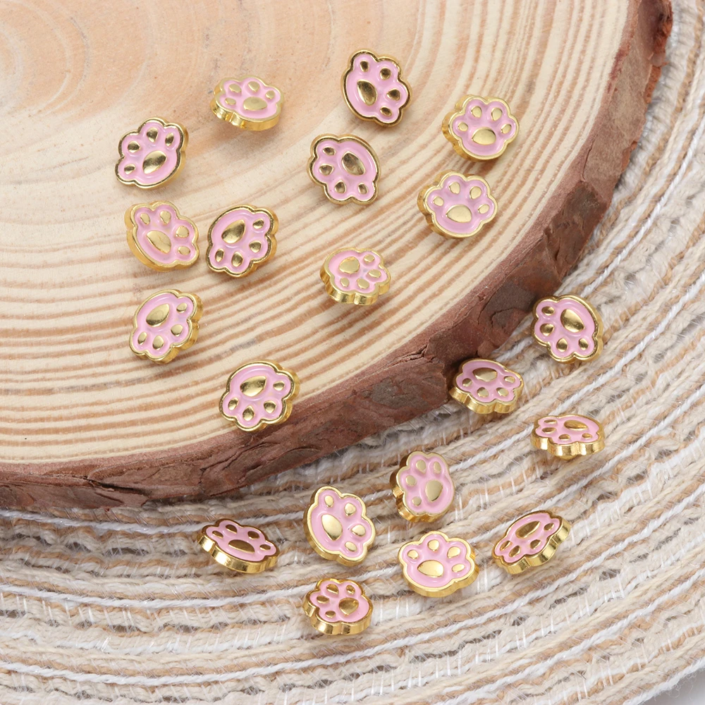 20Pcs Cute Cat Paw Buttons Buckles for DIY Doll Clothes 8mm Mini Metal Decoration Button Buckle Doll Clothing Sewing Accessories