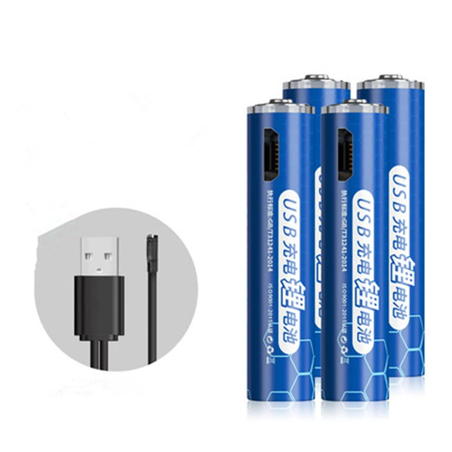 

4pcs/lot AAA rechargeable battery 1000mWh USB 1.5V rechargeable lithium battery Fast charging via Micro USB cable