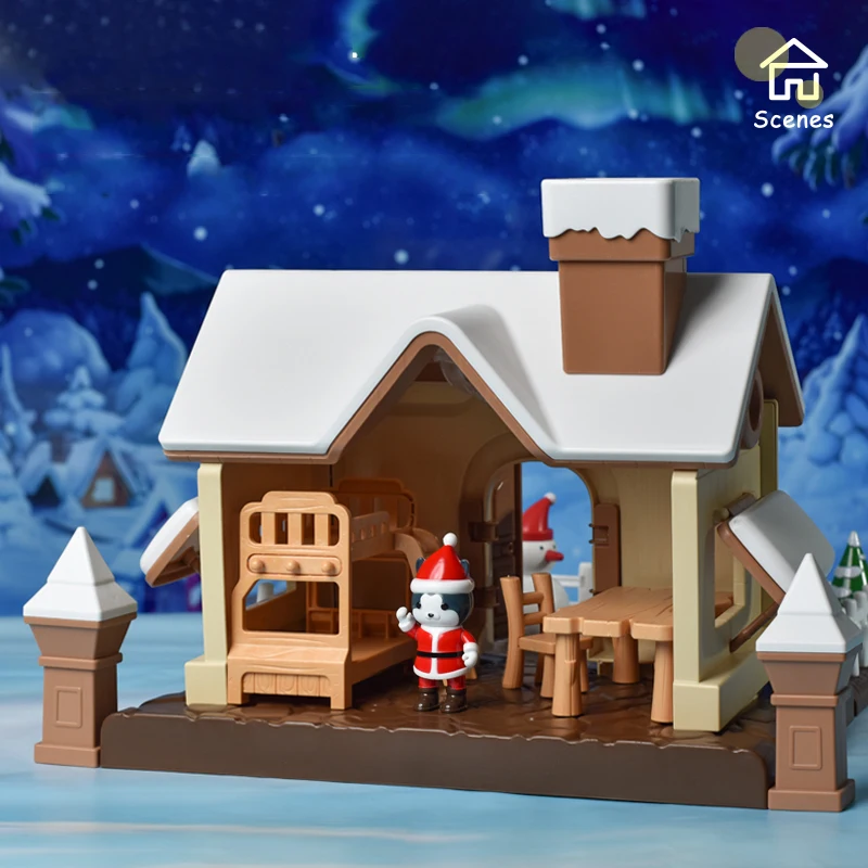 2022 1:12 Rabbit Family New Forest House Simulation Snow Hut ABS Boys and Girls Play House Toy Birthday Gift