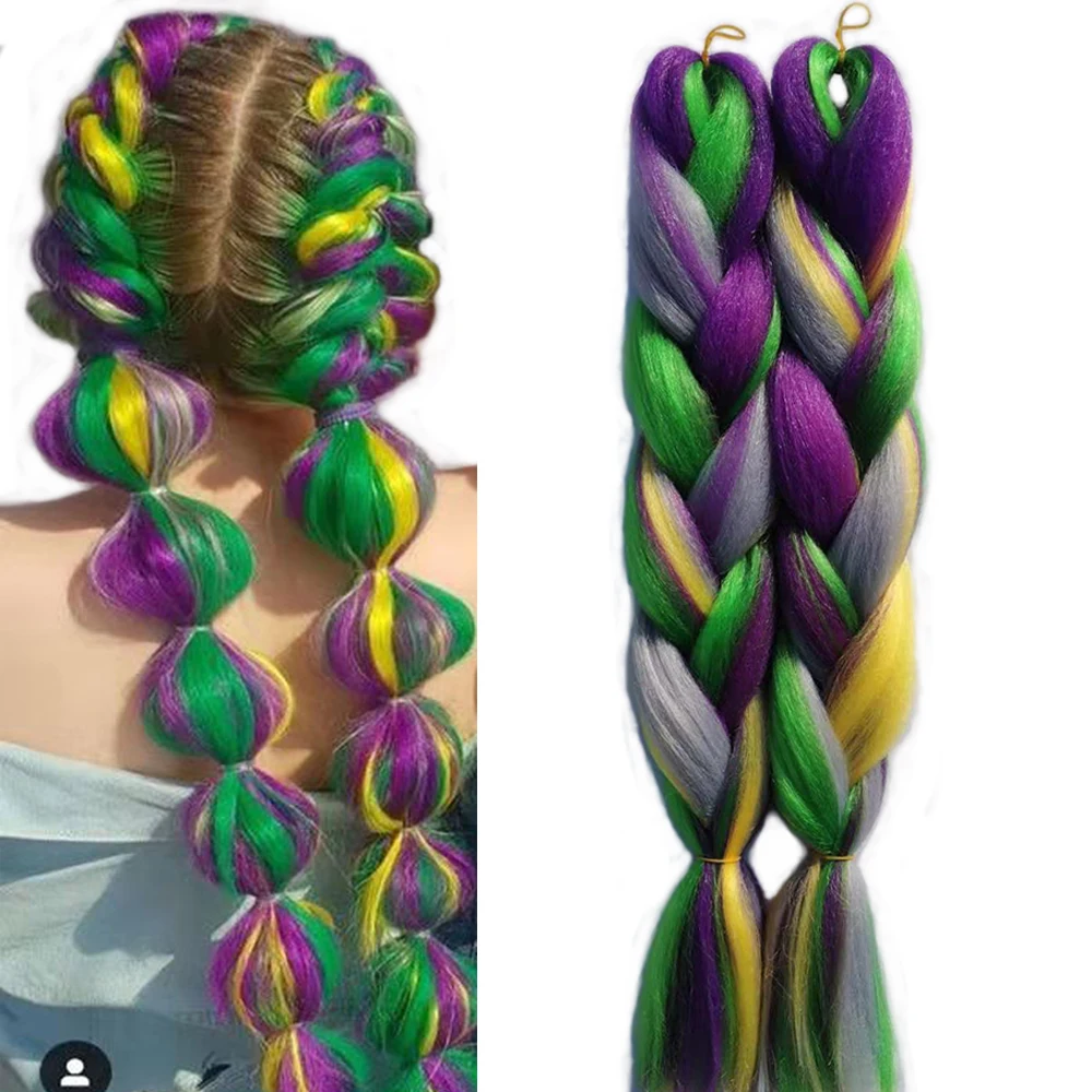 AIYEE 4 colori Mix intrecciare i capelli rosa viola blu Ombre trecce Jumbo sintetiche estensione dei capelli per le donne nere