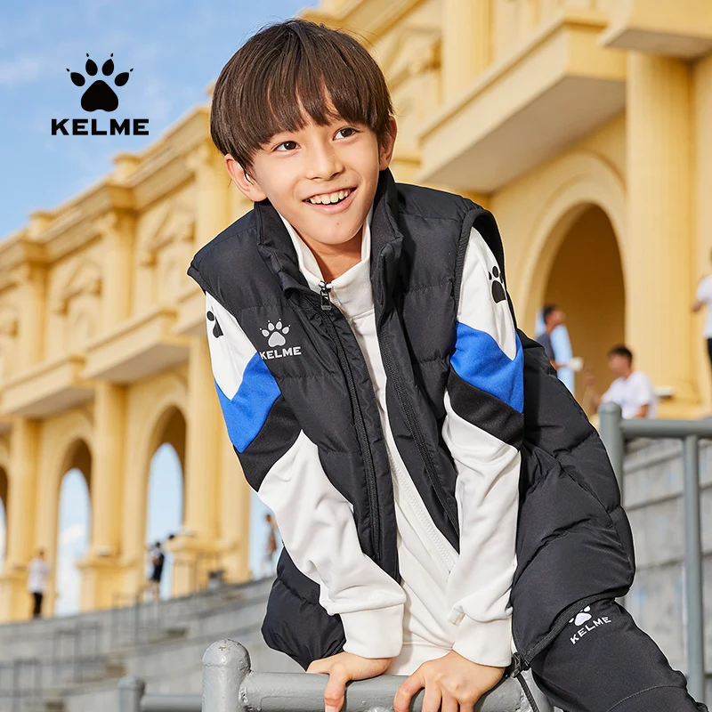 KELME Children\'s Cotton Vest Boys And Girls Winter New Coat Football Training Thickened Warm Jacket 8161MJ3001