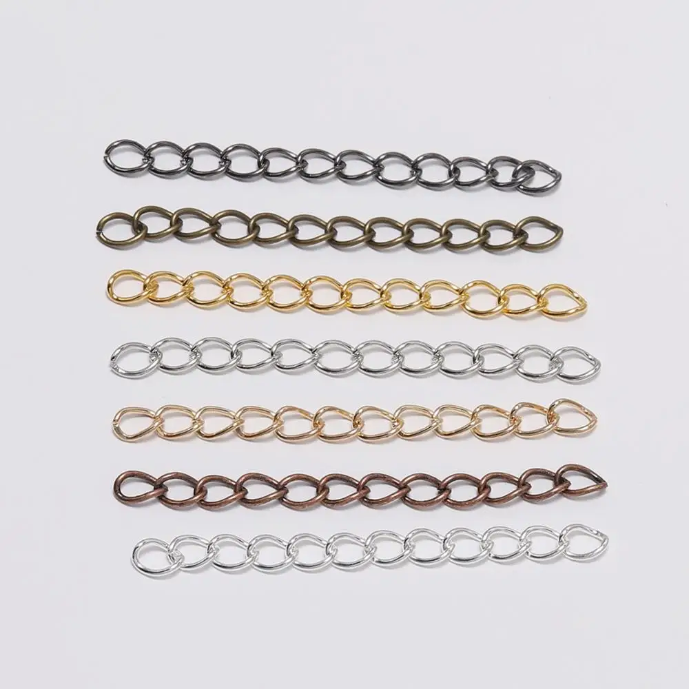 100pcs/ Lot  Gold/Rhodium Tail Extender Chain Extended Extension Chains Connector 50mm 70mm For Jewelry Making Findings