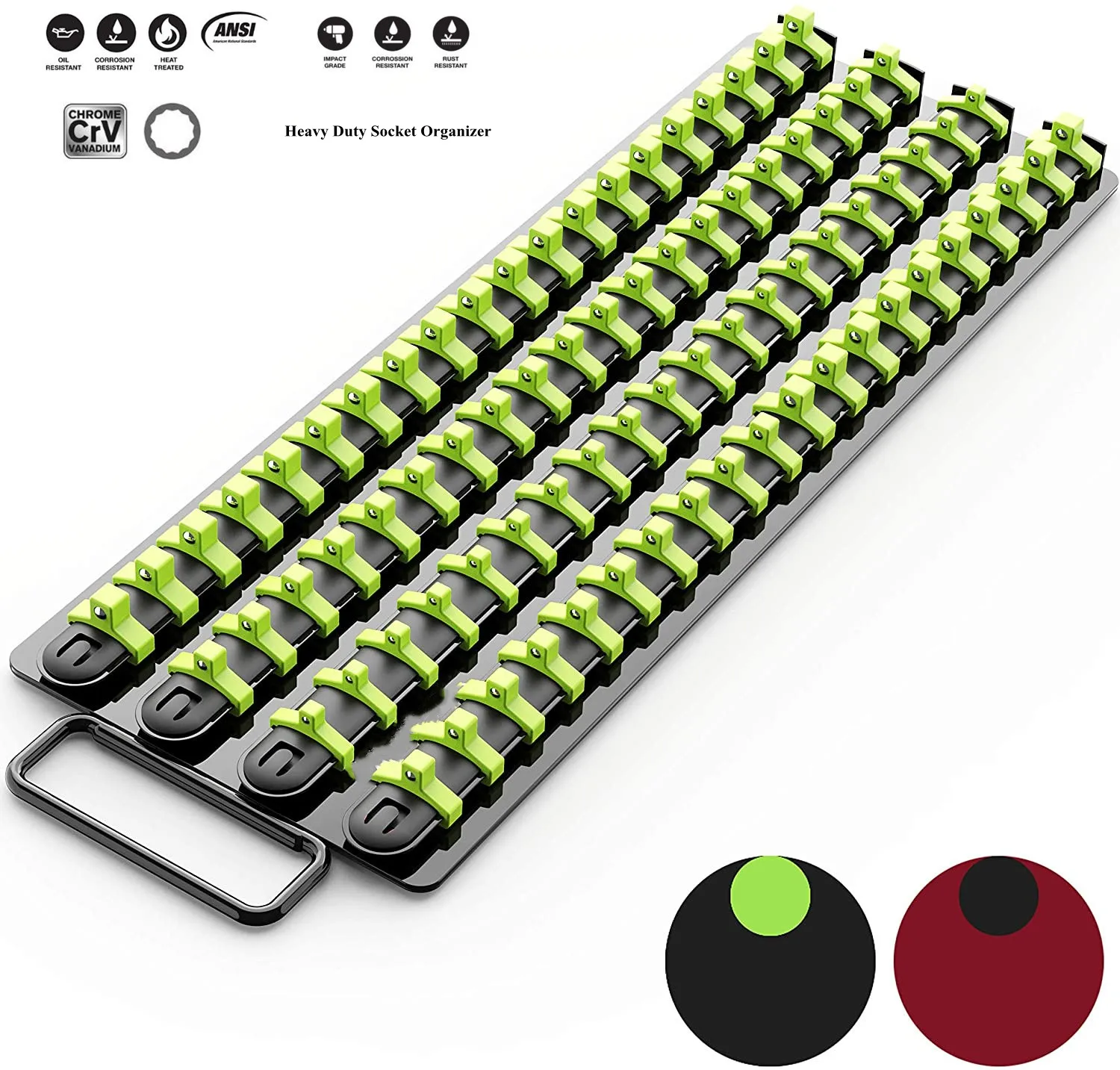 80ชิ้นแบบพกพา Socket Organizer ถาดเครื่องมือ1/4-นิ้ว,3/8นิ้ว,1/2-นิ้ว,Heavy Duty ผู้ถือ,รางสีดำ,คลิปสีฟ้า