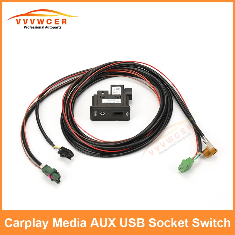 

OEM for VW Golf MK7 CarPlay Cable Media AUX MIB2 PRO USB AMI Install Plug Socket Switch Button Harness 5G0035222E