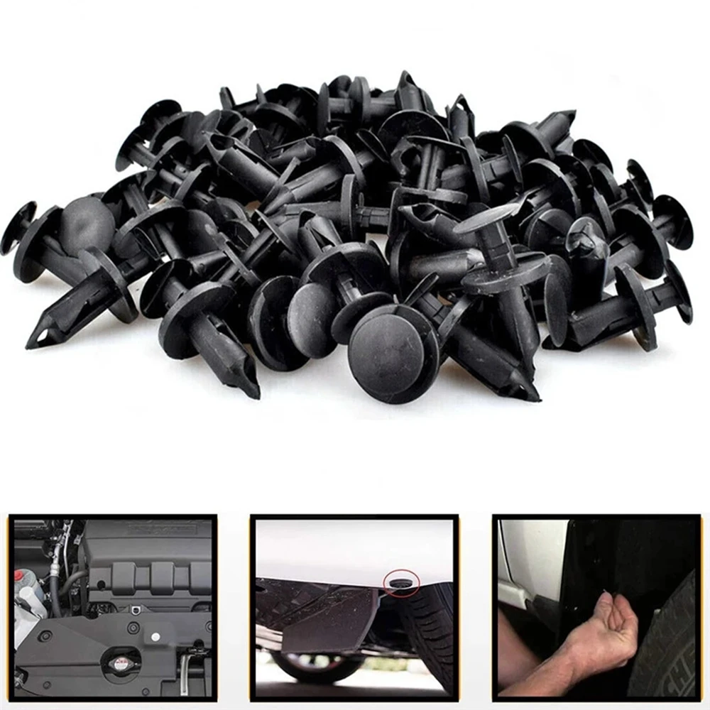 100PCS Black Plastic Fender Clips Body Rivets Clips Car Door Clip Panel Audio Video Dashboard Dismantle Kits Installer Pry Tool