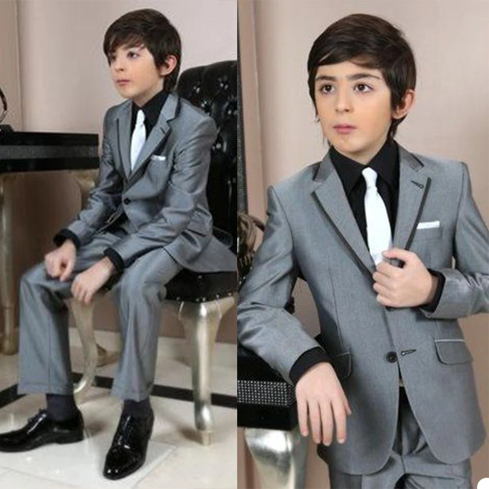 2020 New Boys' Attire Peaked Lapel Two-Button Kids Suits Custom Made Handsome Clothing Set 2 Pieces Prom Suits (Jacket+Pants)