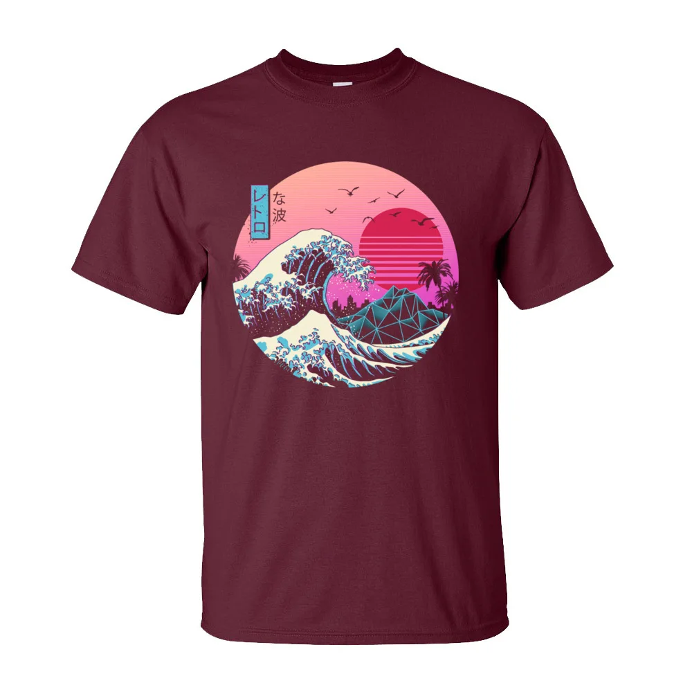 Vaporwave Graphic Tshirt Men Basic T-shirts O Neck Short Sleeve Cotton The Great Retro Wave Tops T Shirt 80s T-shirts Japan