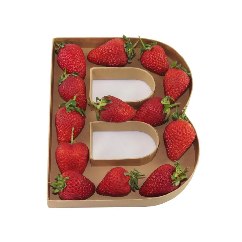 Decorative Food Candy Cherry Nut Packaging Gift Chololate Jelly Beans Box Parche Alphabet Shaped Cardboard Letter 3D