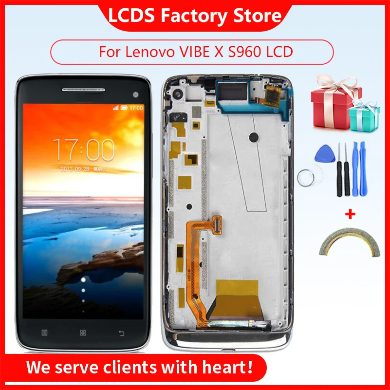 10-Touch Original LCD For  Lenovo Vibe X S960 LCD With Frame Display Screen For Lenovo S960T S968T LCD Screen Display 5