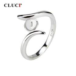 CLUCI Silver 925 Fashion Rings for Women Jewelry 925 Sterling Silver Symmetrical Twisted Design Pearl Ring Mounting SR1027SB